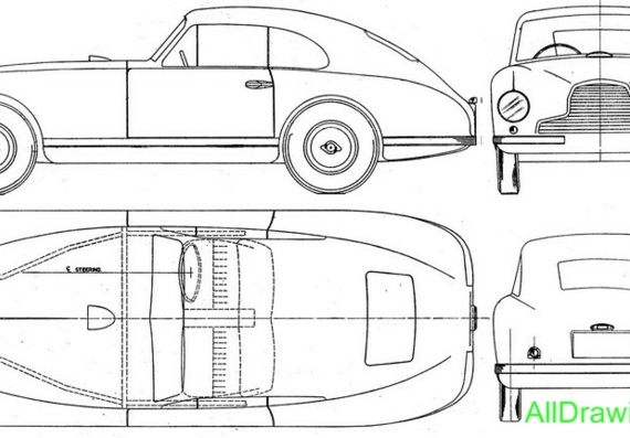 Aston Martin DB2 Coupe (1951) (Aston Martin DB2 Coupe (1951)) - drawings (drawings) of the car
